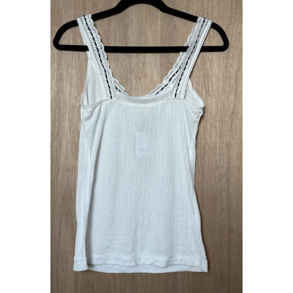 Free People Only You Tank Top Size Large NEW $38 White Sheer Ribbed Cotton